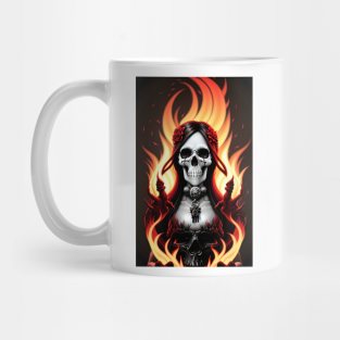 skull grill with fire Mug